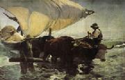 Joaquin Sorolla Y Bastida Return from Fishing Towing the Bark oil painting artist